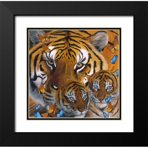 Small-Mothercubs Black Modern Wood Framed Art Print with Double Matting by Stevenson, Graeme
