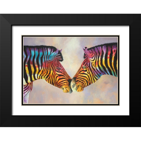 Spectrum Zebras Black Modern Wood Framed Art Print with Double Matting by Stevenson, Graeme