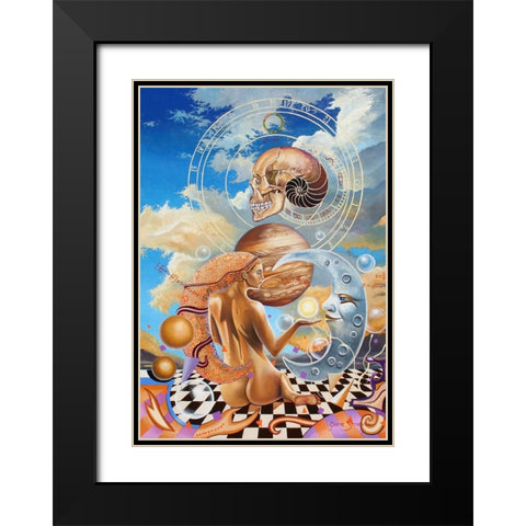 Sphenoid Evolution Black Modern Wood Framed Art Print with Double Matting by Stevenson, Graeme