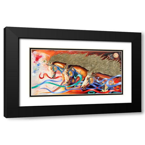 Stallions Of The Gods Black Modern Wood Framed Art Print with Double Matting by Stevenson, Graeme