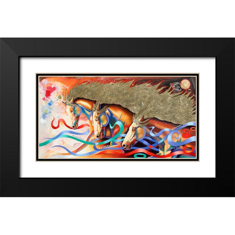 Stallions Of The Gods Black Modern Wood Framed Art Print with Double Matting by Stevenson, Graeme