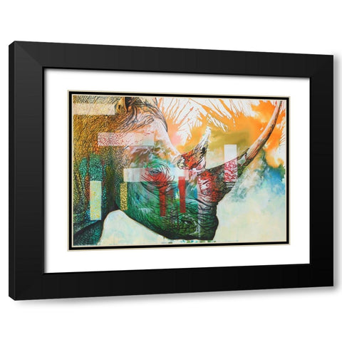 Tears Of A Rhino Black Modern Wood Framed Art Print with Double Matting by Stevenson, Graeme