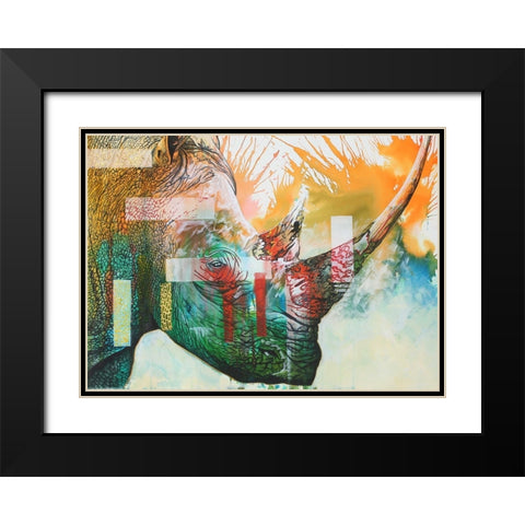 Tears Of A Rhino Black Modern Wood Framed Art Print with Double Matting by Stevenson, Graeme