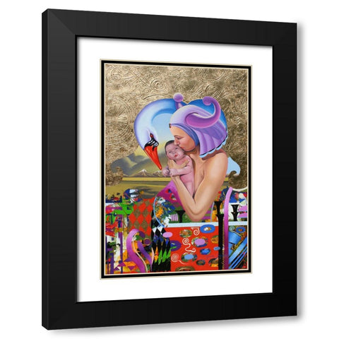 The Kiss Black Modern Wood Framed Art Print with Double Matting by Stevenson, Graeme