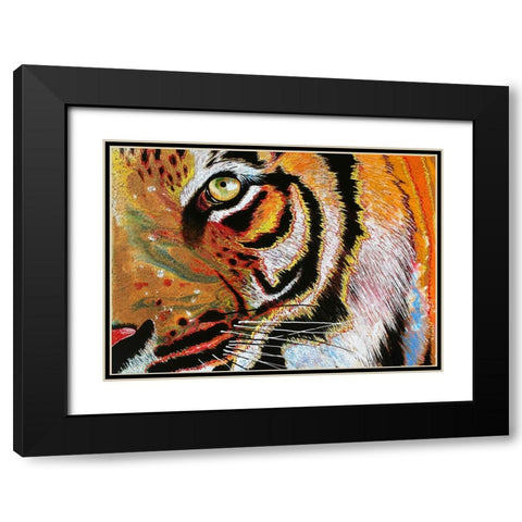 Tiger Burning Bright Black Modern Wood Framed Art Print with Double Matting by Stevenson, Graeme