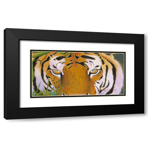Tiger Eyes Black Modern Wood Framed Art Print with Double Matting by Stevenson, Graeme