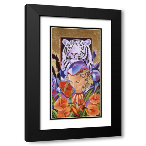 Tiger Think Black Modern Wood Framed Art Print with Double Matting by Stevenson, Graeme