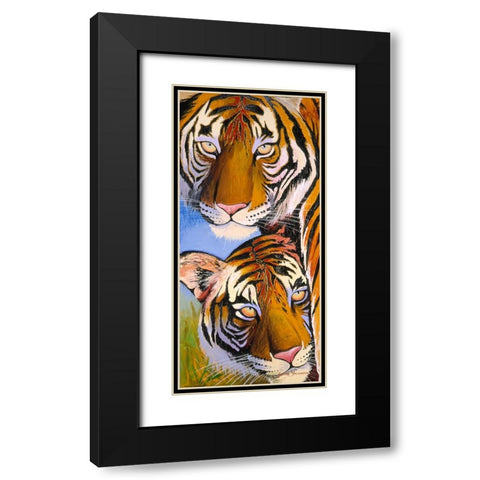 Tiger Tiger Black Modern Wood Framed Art Print with Double Matting by Stevenson, Graeme