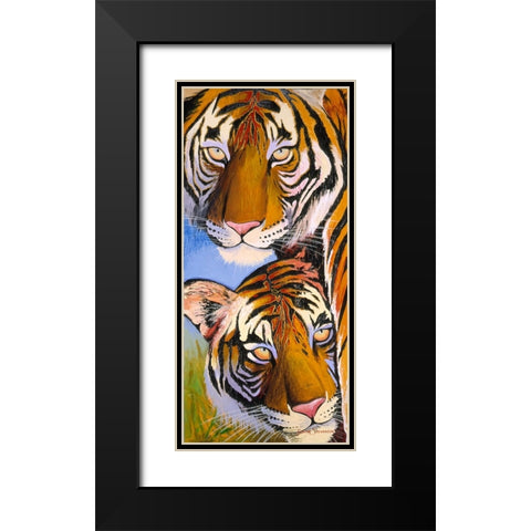Tiger Tiger Black Modern Wood Framed Art Print with Double Matting by Stevenson, Graeme