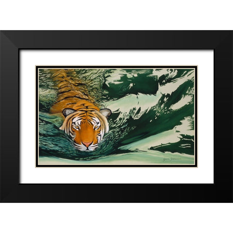 Tiger Waters Black Modern Wood Framed Art Print with Double Matting by Stevenson, Graeme