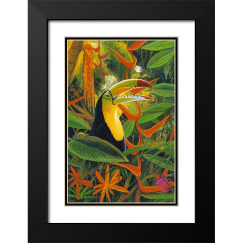 Toucan Colors Black Modern Wood Framed Art Print with Double Matting by Stevenson, Graeme