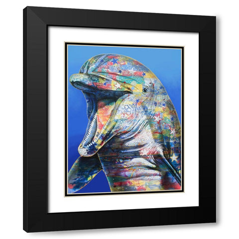 Dolphin Black Modern Wood Framed Art Print with Double Matting by Stevenson, Graeme