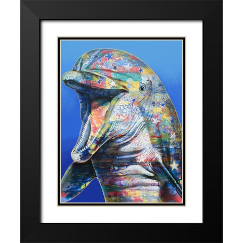 Dolphin Black Modern Wood Framed Art Print with Double Matting by Stevenson, Graeme