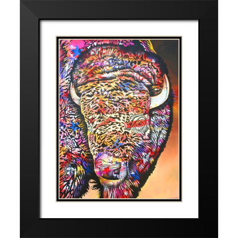 Buffalo Soldier Black Modern Wood Framed Art Print with Double Matting by Stevenson, Graeme