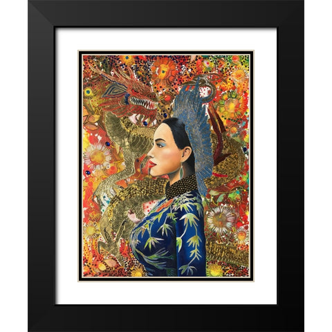 Dragon Lady Black Modern Wood Framed Art Print with Double Matting by Stevenson, Graeme