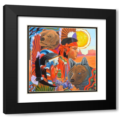 Indians Black Modern Wood Framed Art Print with Double Matting by Stevenson, Graeme