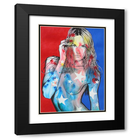 Stripes Black Modern Wood Framed Art Print with Double Matting by Stevenson, Graeme