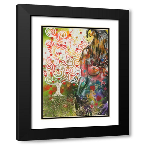 Tree Of Love Black Modern Wood Framed Art Print with Double Matting by Stevenson, Graeme