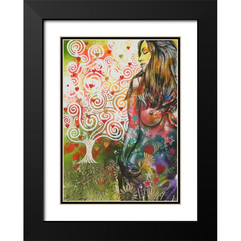 Tree Of Love Black Modern Wood Framed Art Print with Double Matting by Stevenson, Graeme