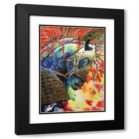 Fire of the Stallion Black Modern Wood Framed Art Print with Double Matting by Stevenson, Graeme