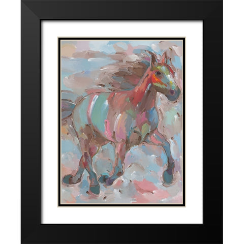 Happy Hooves Black Modern Wood Framed Art Print with Double Matting by Khorasani, Hooshang