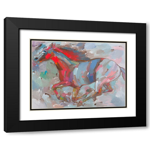 Fiery Runner Black Modern Wood Framed Art Print with Double Matting by Khorasani, Hooshang