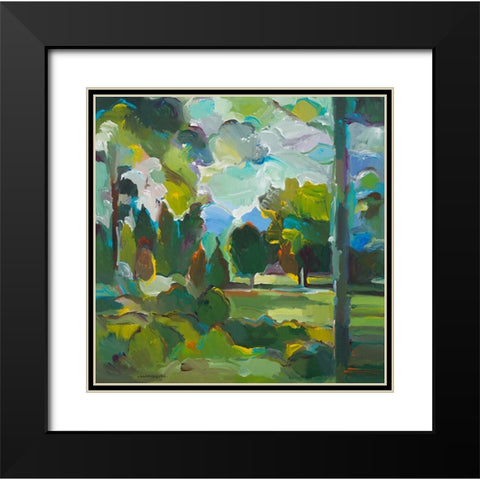 Valley of Green Black Modern Wood Framed Art Print with Double Matting by Khorasani, Hooshang
