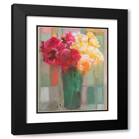 Poetic Bouquet Black Modern Wood Framed Art Print with Double Matting by Khorasani, Hooshang