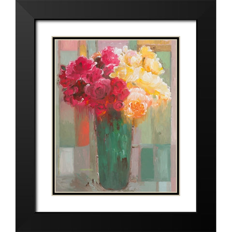 Poetic Bouquet Black Modern Wood Framed Art Print with Double Matting by Khorasani, Hooshang