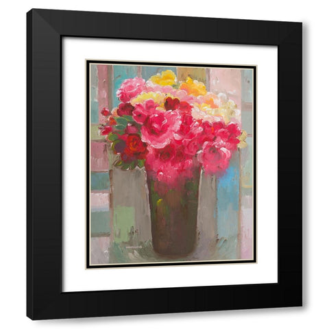 Bouquet of Roses Black Modern Wood Framed Art Print with Double Matting by Khorasani, Hooshang