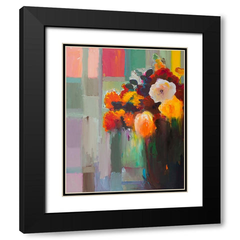 Asymmetrical Bouquet Black Modern Wood Framed Art Print with Double Matting by Khorasani, Hooshang