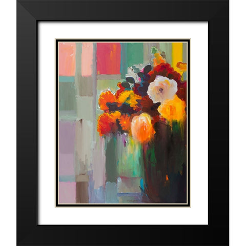 Asymmetrical Bouquet Black Modern Wood Framed Art Print with Double Matting by Khorasani, Hooshang