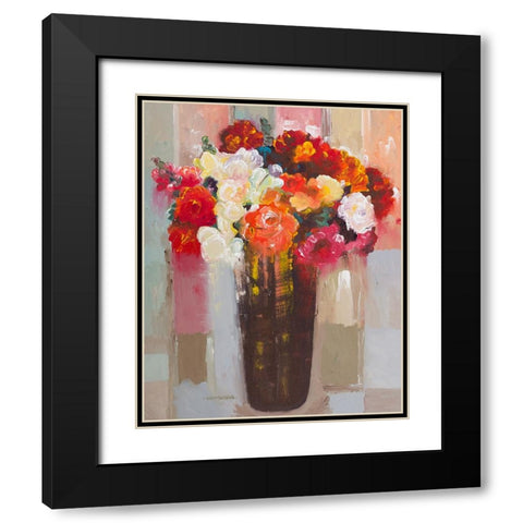 Rose Romance Black Modern Wood Framed Art Print with Double Matting by Khorasani, Hooshang