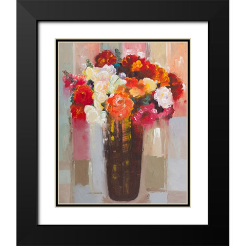Rose Romance Black Modern Wood Framed Art Print with Double Matting by Khorasani, Hooshang
