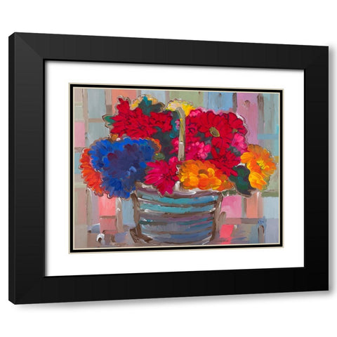 Basket of Flowers II Black Modern Wood Framed Art Print with Double Matting by Khorasani, Hooshang