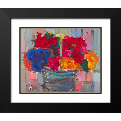 Basket of Flowers II Black Modern Wood Framed Art Print with Double Matting by Khorasani, Hooshang