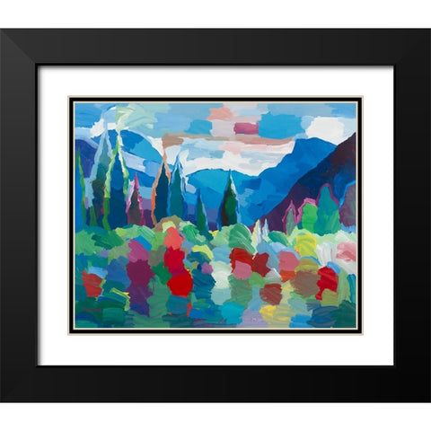 Petals and Peaks Black Modern Wood Framed Art Print with Double Matting by Khorasani, Hooshang