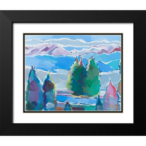 Thoughts of Blue Black Modern Wood Framed Art Print with Double Matting by Khorasani, Hooshang