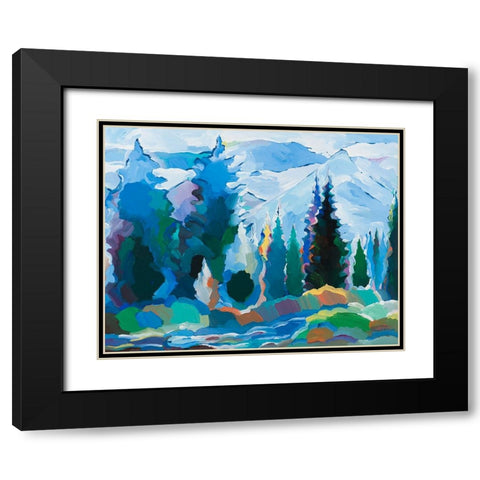 Blue Daydream Black Modern Wood Framed Art Print with Double Matting by Khorasani, Hooshang