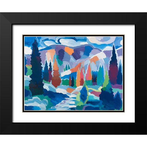The Creek among the Colors Black Modern Wood Framed Art Print with Double Matting by Khorasani, Hooshang