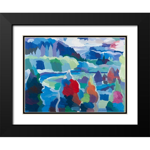 Color round the Bend Black Modern Wood Framed Art Print with Double Matting by Khorasani, Hooshang