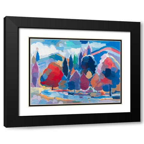 Stream Side Gathering #2 Black Modern Wood Framed Art Print with Double Matting by Khorasani, Hooshang