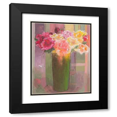 Romantic Roses Black Modern Wood Framed Art Print with Double Matting by Khorasani, Hooshang