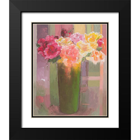 Romantic Roses Black Modern Wood Framed Art Print with Double Matting by Khorasani, Hooshang