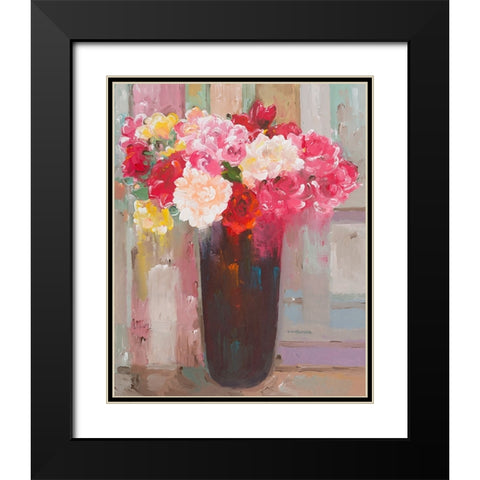 Love in Bloom Black Modern Wood Framed Art Print with Double Matting by Khorasani, Hooshang