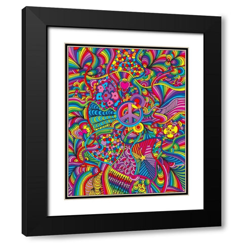 Peace Sign Lines Black Modern Wood Framed Art Print with Double Matting by Green, Howie