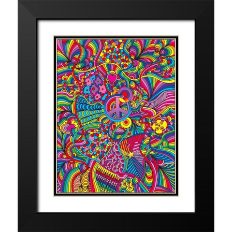 Peace Sign Lines Black Modern Wood Framed Art Print with Double Matting by Green, Howie