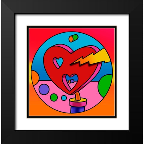 Pop-Art-Lightning-Heart-Circle Black Modern Wood Framed Art Print with Double Matting by Green, Howie