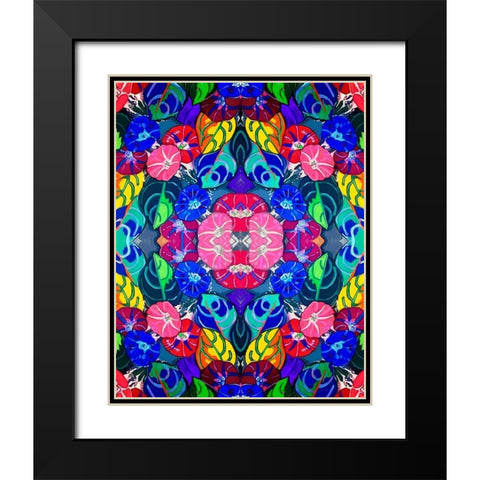 Pop Art Flowers Kaleidoscope Black Modern Wood Framed Art Print with Double Matting by Green, Howie