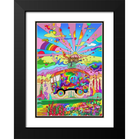 Magic Bus Black Modern Wood Framed Art Print with Double Matting by Green, Howie